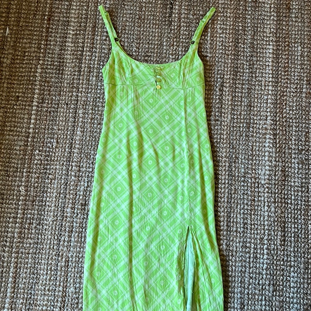 Urban outfitters lime green midi dress with slit